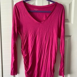 Motherhood Maternity Plain Pink Long Sleeve Shirt